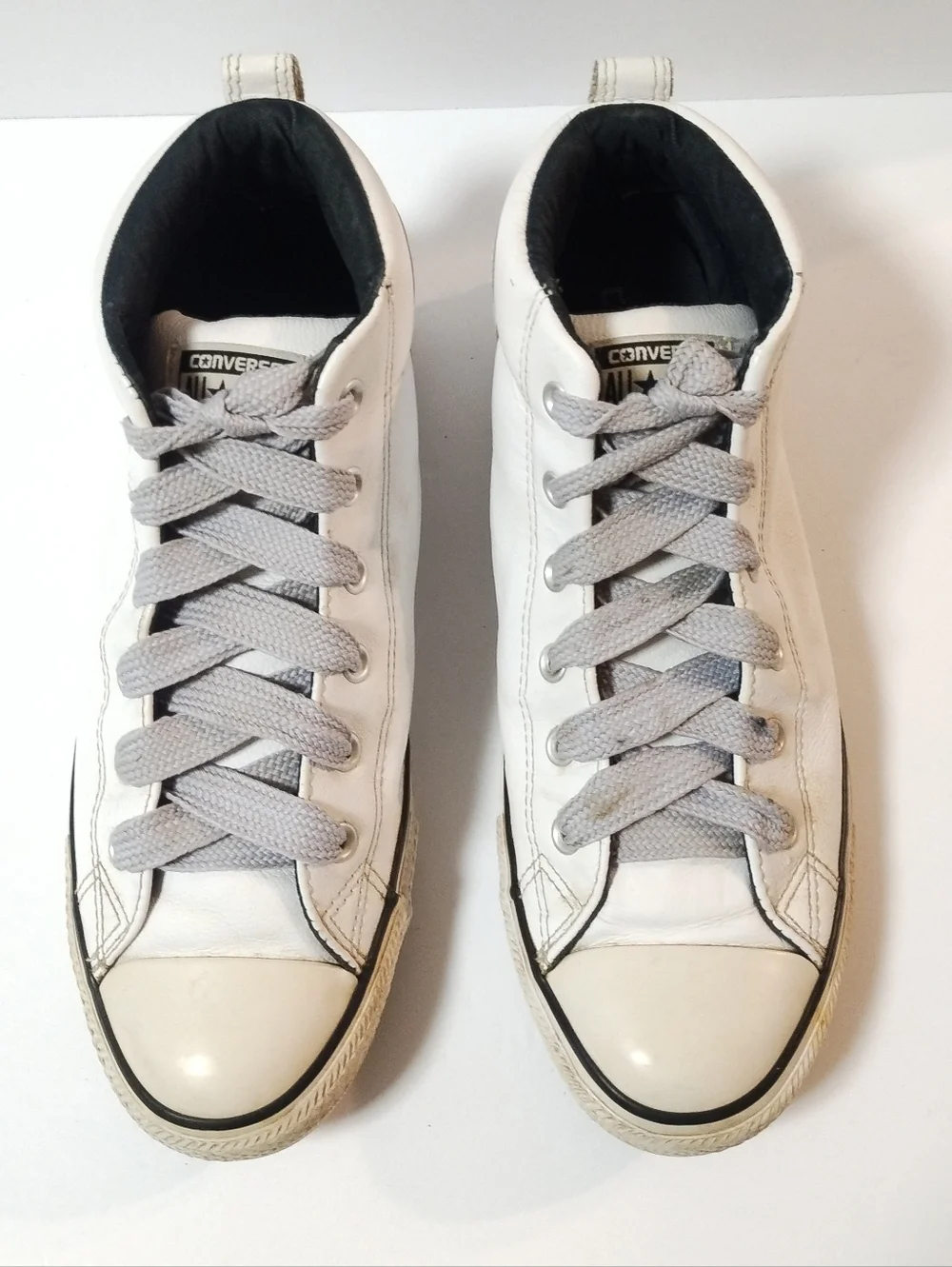 Converse Chuck Taylor All Star White Leather Street Mid Men's Size 10 143726C